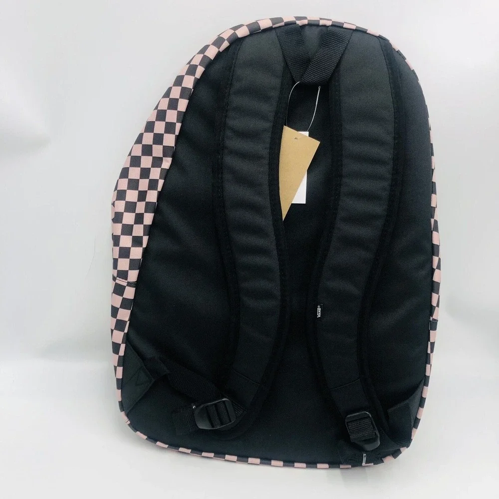 Vans Checkerboard Backpack Pink Black School Travel Bag‎ NWT